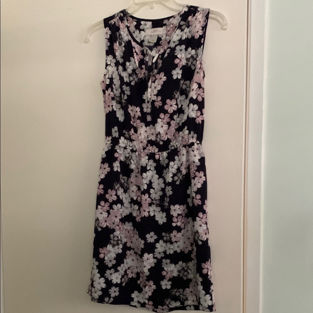 LOFT Black and White Sleeveless Sundress
